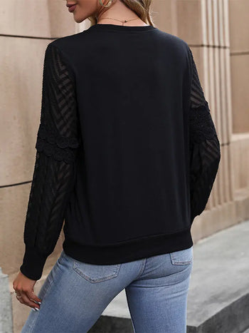 Round Neck Long Sleeve Blouse Trendsi