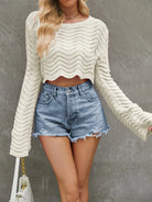 Round Neck Long Sleeve Cropped Sweater Trendsi