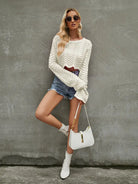 Round Neck Long Sleeve Cropped Sweater Trendsi