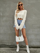 Round Neck Long Sleeve Cropped Sweater Trendsi