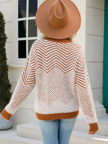 Round Neck Long Sleeve Sweater Trendsi