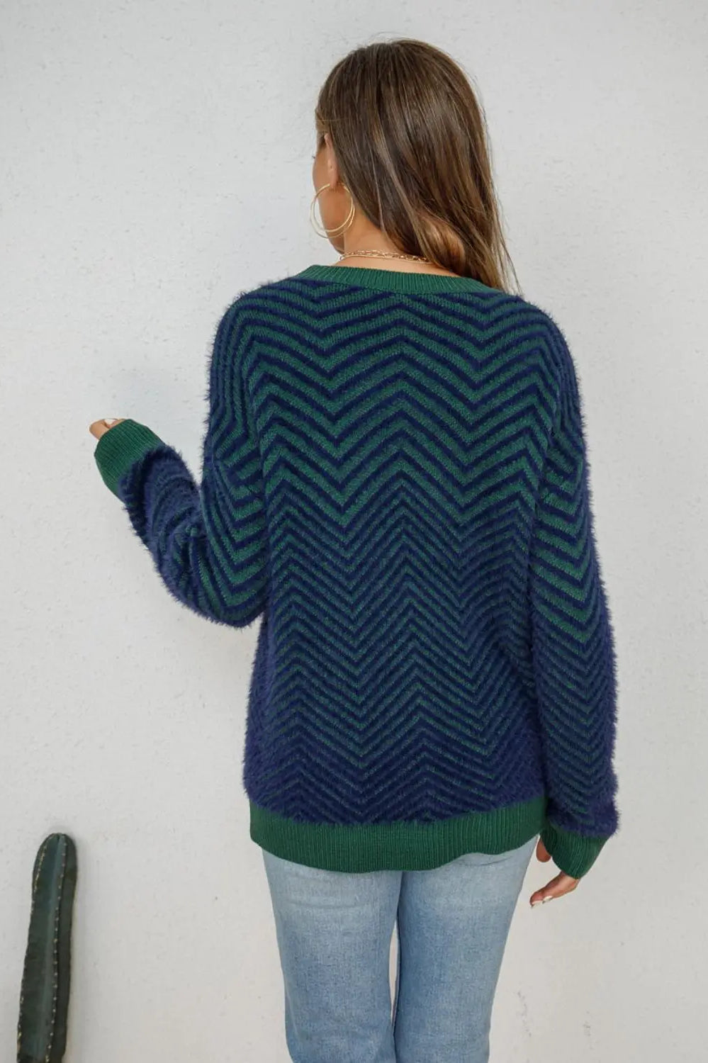 Round Neck Long Sleeve Sweater Trendsi