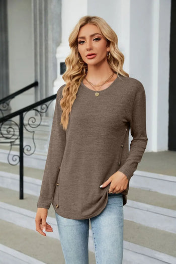 Round Neck Long Sleeve T-Shirt Trendsi