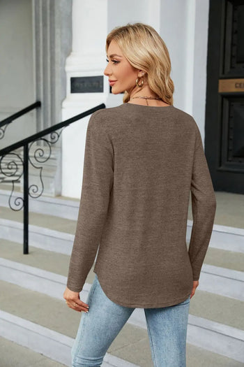 Round Neck Long Sleeve T-Shirt Trendsi