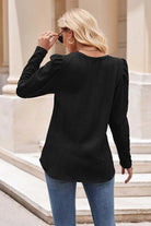 Round Neck Puff Sleeve Blouse Trendsi