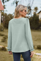 Round Neck Puff Sleeve Blouse Trendsi