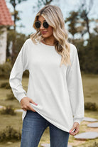 Round Neck Raglan Sleeve Sweatshirt Trendsi