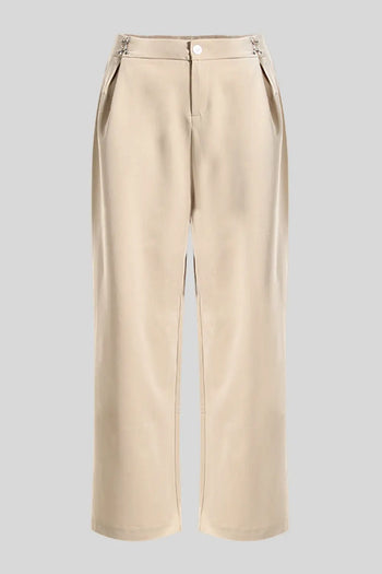 Ruched Pocketed Straight Pants Trendsi