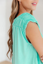 Ruched Cap Sleeve Top in Neon Blue Ave Shops