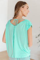 Ruched Cap Sleeve Top in Neon Blue Ave Shops