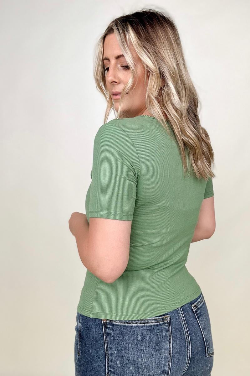 New Colors! - Fawnfit Basic Ribbed Fitted Tee with Built In Bra Kiwidrop