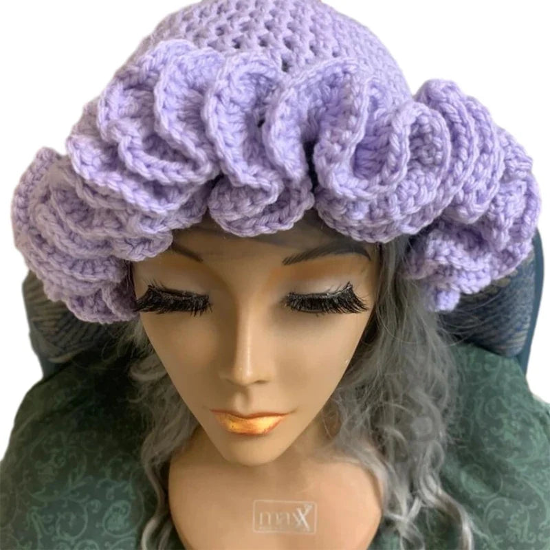 Ruffled Handmade Knit Bucket Hat