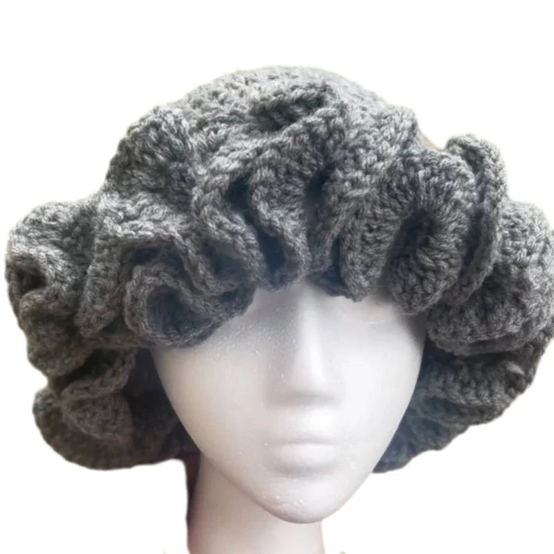 Ruffled Handmade Knit Bucket Hat