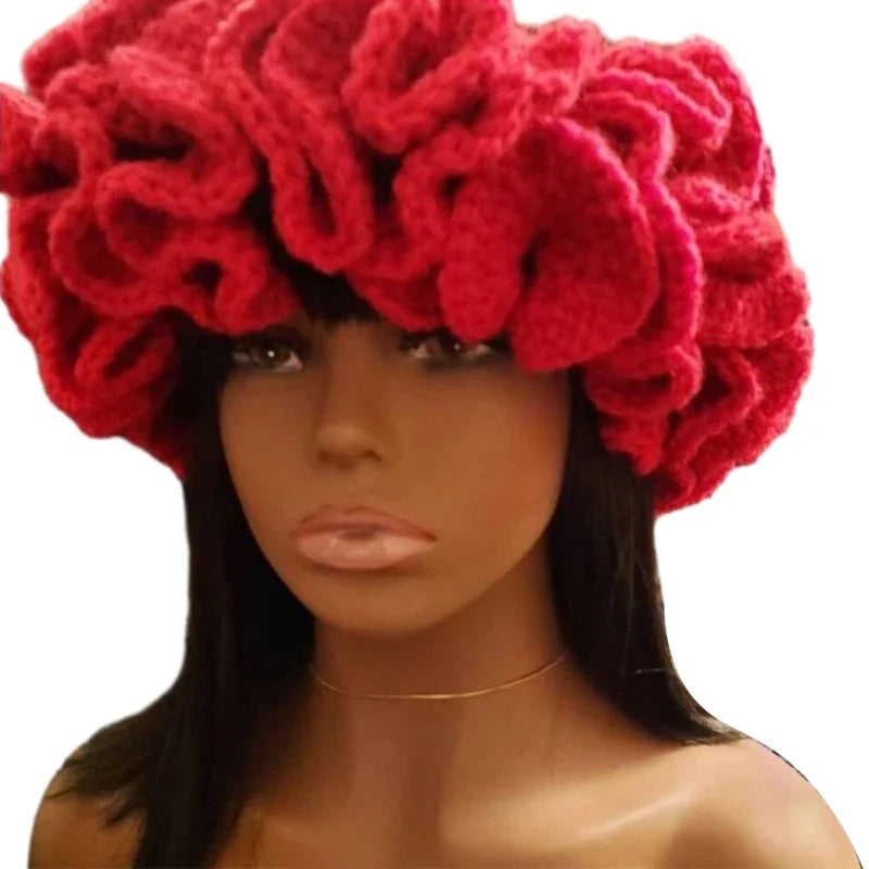 Ruffled Handmade Knit Bucket Hat