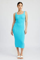 SCOOP NECK RIBBED MIDI DRESS Emory Park