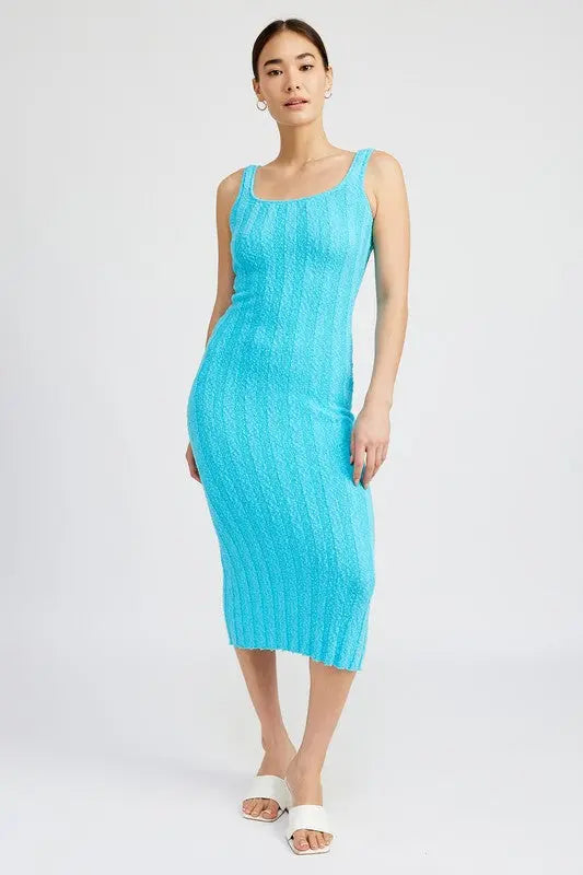 SCOOP NECK RIBBED MIDI DRESS Emory Park