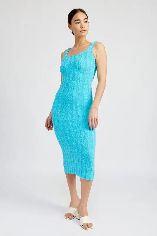 SCOOP NECK RIBBED MIDI DRESS Emory Park