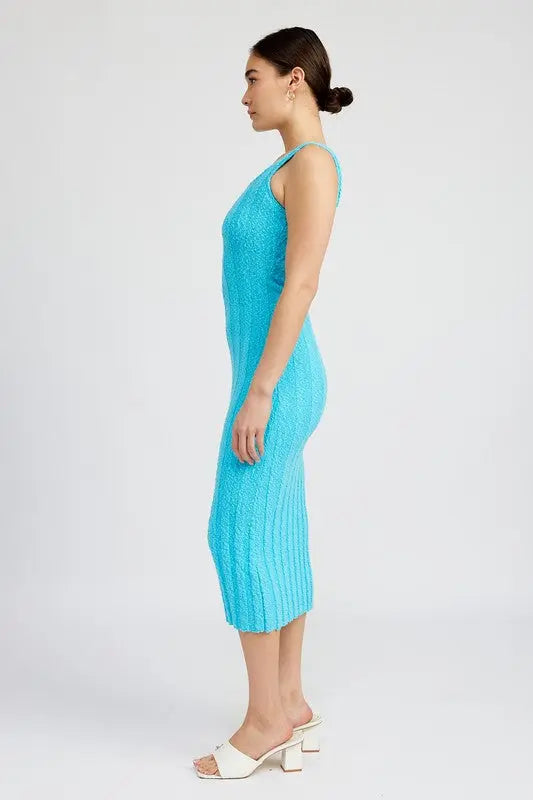 SCOOP NECK RIBBED MIDI DRESS Emory Park