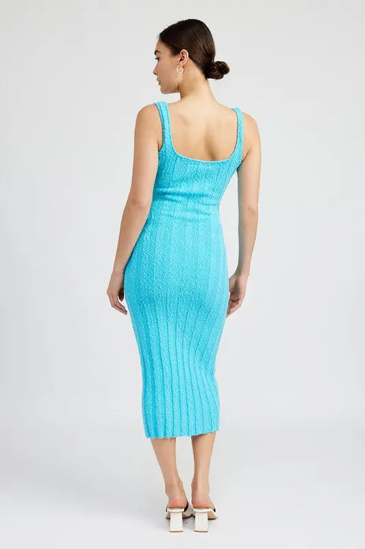 SCOOP NECK RIBBED MIDI DRESS Emory Park