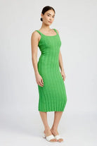 SCOOP NECK RIBBED MIDI DRESS Emory Park