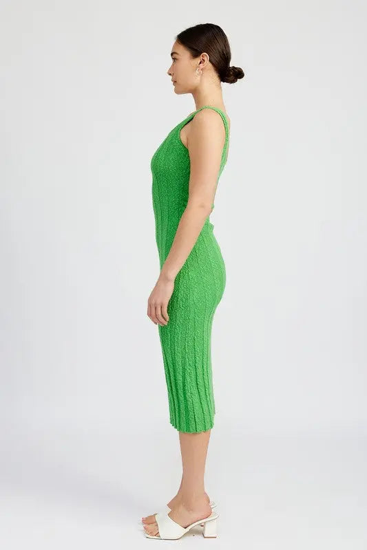 SCOOP NECK RIBBED MIDI DRESS Emory Park