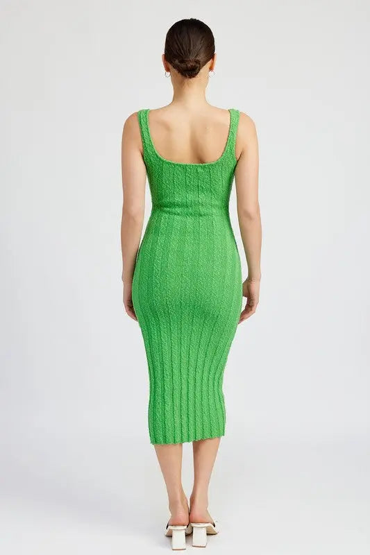 SCOOP NECK RIBBED MIDI DRESS Emory Park