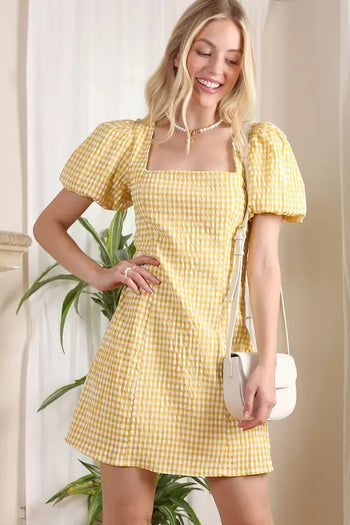 SS back strap dress - gingham Lilou