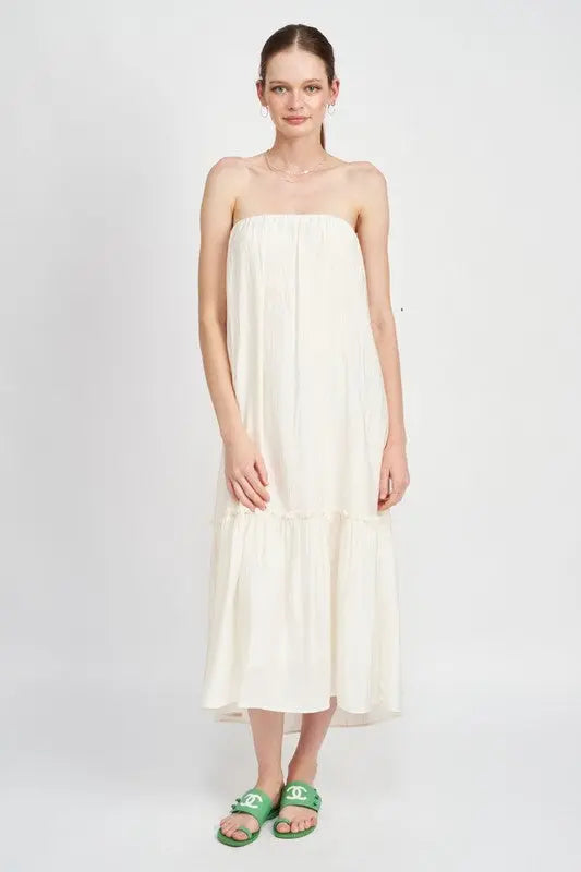 STRAPLESS TIERED MAXI DRESS Emory Park