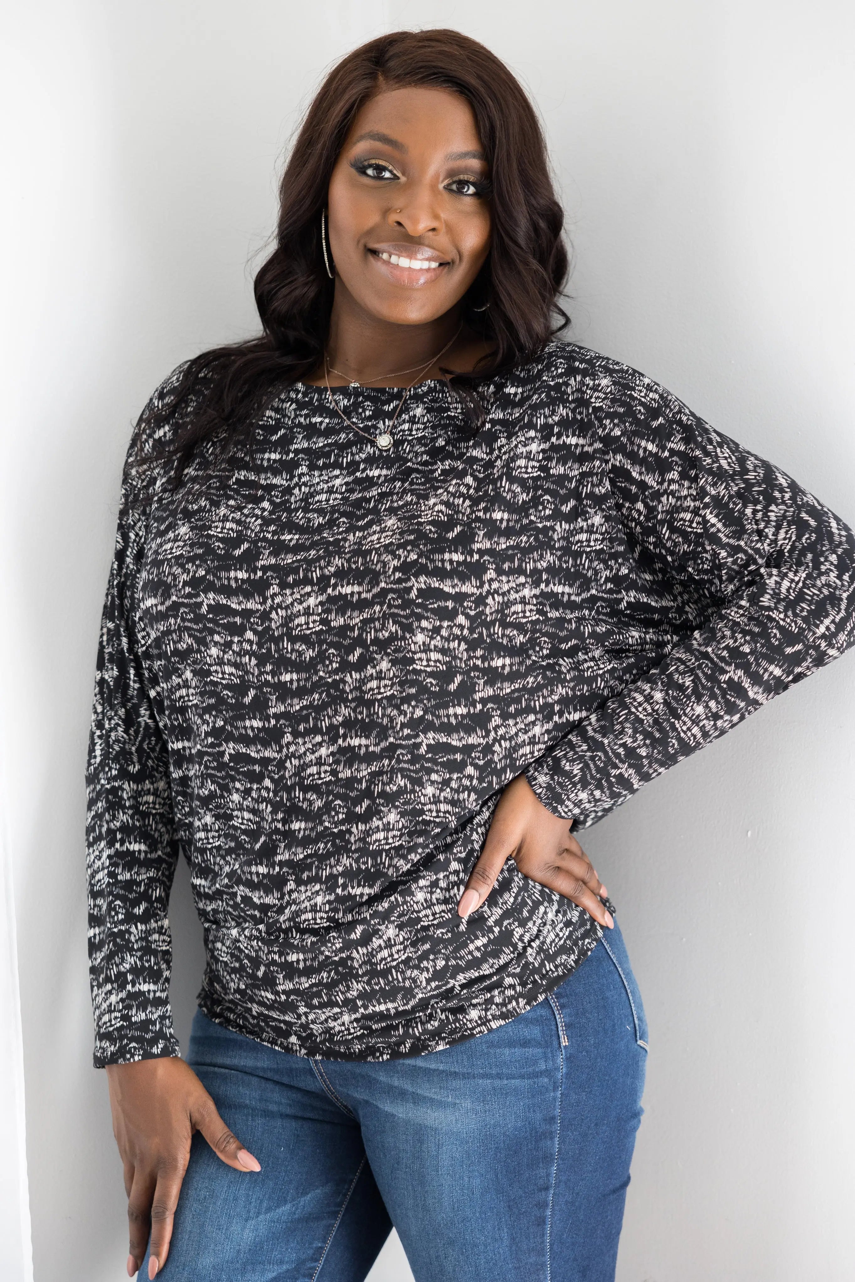 Salt & Pepper Long Sleeve Dolman Boutique Simplified