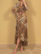 Special Design Leopard Print Mid-calf Dress Fashionella