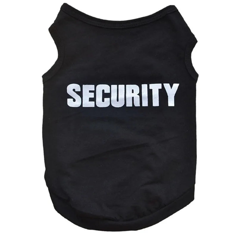 "Security" Dog Pullover Shirt – Black XS-L for Small Dogs | Fun & Comfy Pet Outfit