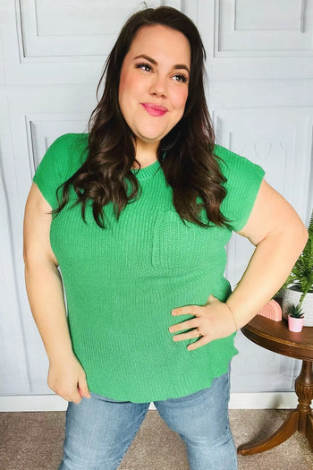 Seize The Day Kelly Green Dolman Rib Sweater Top Haptics