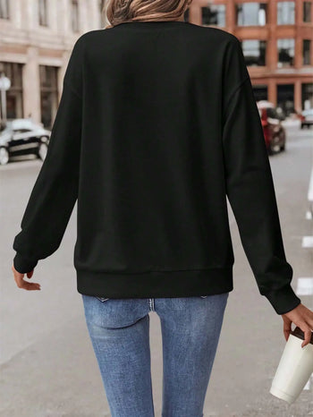 Sequin Heart Dropped Shoulder Sweatshirt Trendsi