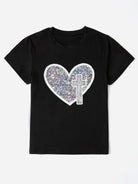 Sequin Heart Round Neck Short Sleeve T-Shirt Trendsi