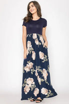 Short Sleeve Floral Maxi Dress EG fashion