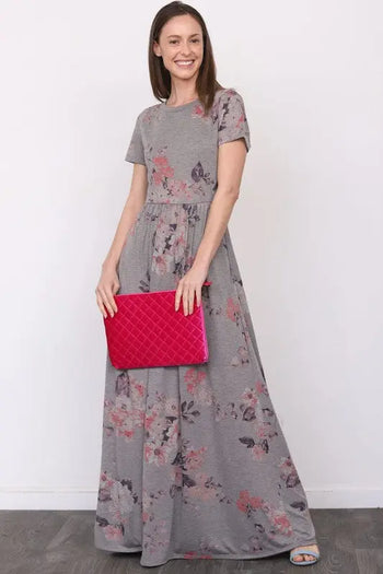 Short Sleeve Floral Maxi Dress EG fashion