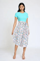 Short Sleeve Floral Midi Dress EG fashion