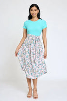 Short Sleeve Floral Midi Dress EG fashion