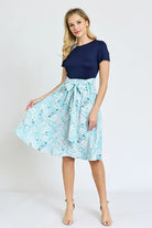 Short Sleeve Floral Sash Midi Dress EG fashion