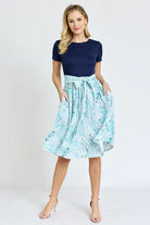 Short Sleeve Floral Sash Midi Dress EG fashion