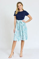 Short Sleeve Floral Sash Midi Dress EG fashion