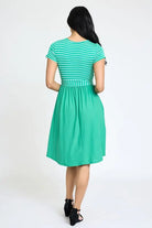 Short Sleeve Stripe Sash Dress EG fashion