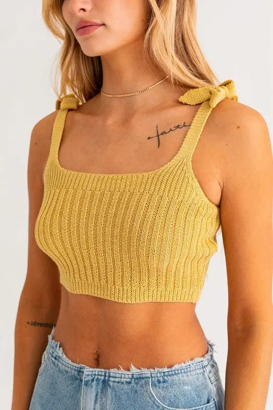 Shoulder Tie Knit Tank LE LIS