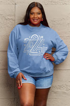 Simply Love Full Size 2024 Round Neck Dropped Shoulder Sweatshirt Trendsi