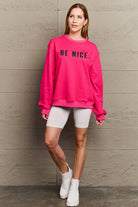 Simply Love Full Size BE NICE Graphic Sweatshirt Trendsi