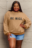 Simply Love Full Size BE NICE Graphic Sweatshirt Trendsi