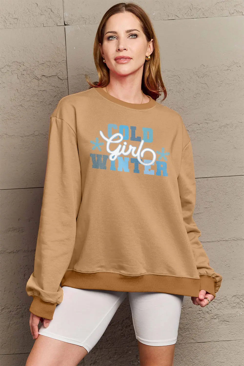 Simply Love Full Size COLD WINTER Graphic Long Sleeve Sweatshirt Trendsi