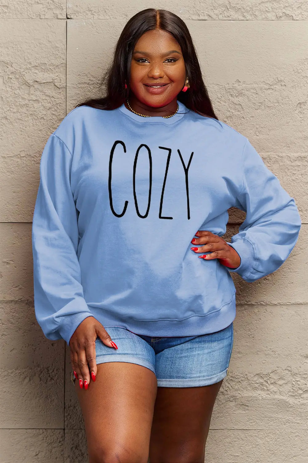 Simply Love Full Size COZY Graphic Sweatshirt Trendsi