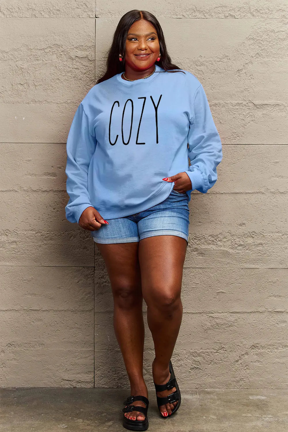 Simply Love Full Size COZY Graphic Sweatshirt Trendsi