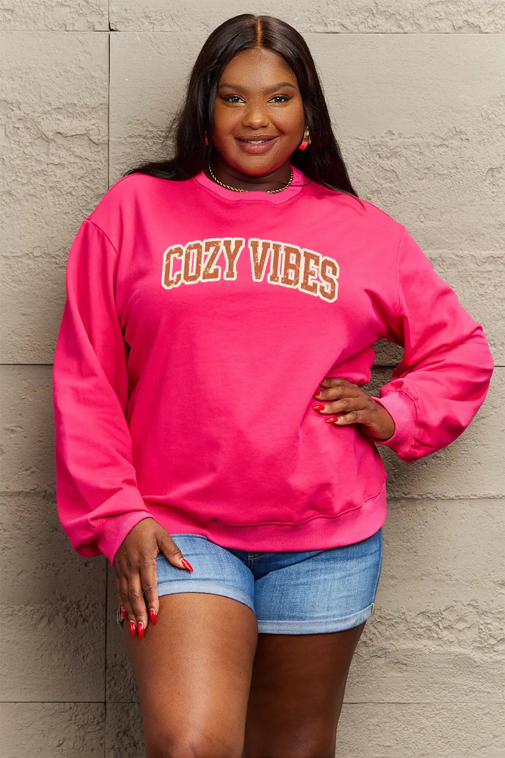 Simply Love Full Size COZY VIBES Graphic Sweatshirt Trendsi